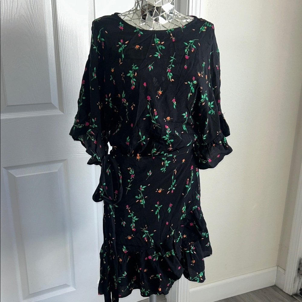AFRM NWT Black Dress with Floral Wrap Dress  XS